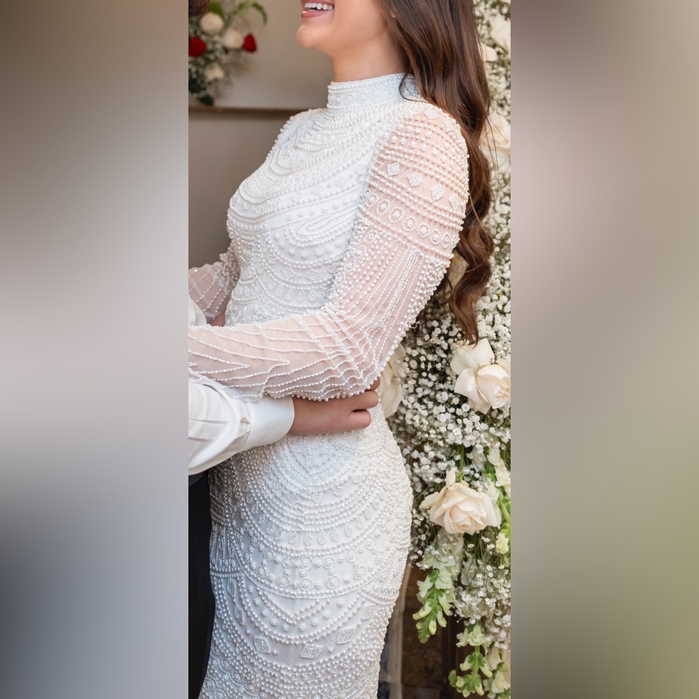 Hand Beaded White Engagement or Wedding Dress